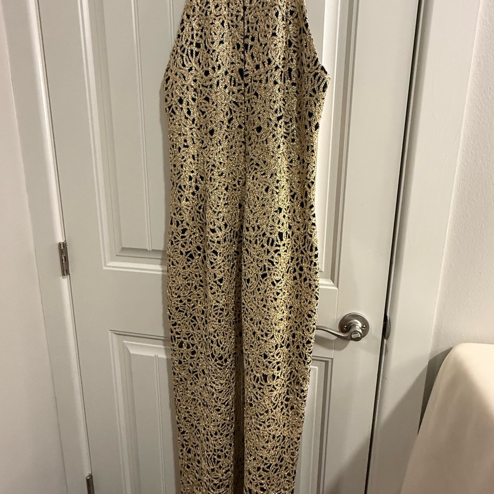 BELLE BADGLEY MISCHKA Elegant Black and Gold Embroidered Dress Size US 10 - Picture 12 of 15